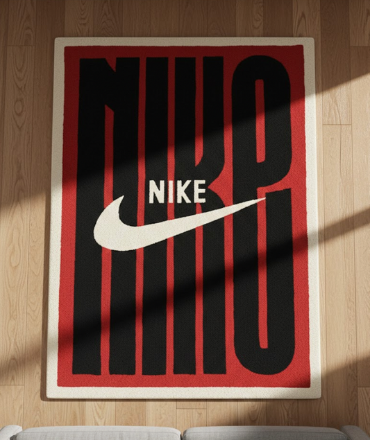 Nike Big Logo Red Rectangular Rug