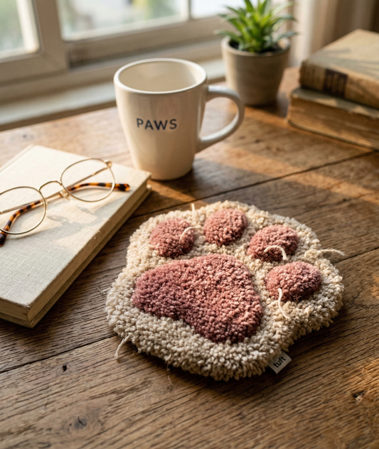 Paw Print Coaster – Warm Ivory (Set of 2)