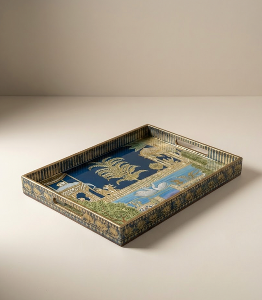 Midnight Blue Royal Garden Serving Tray