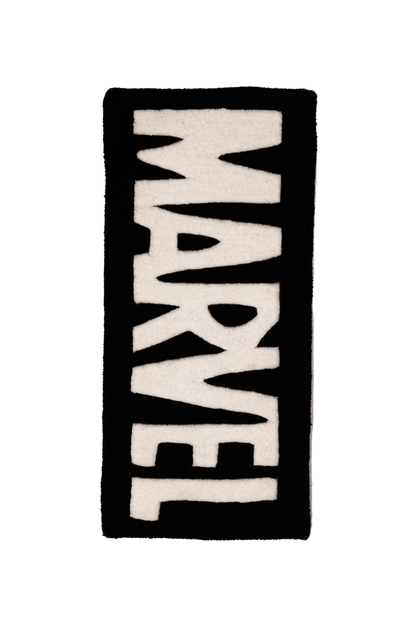 Marvel Typography Tufted Rug – Black & White Block Letter Rug