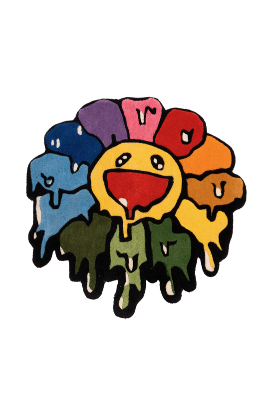 Rainbow Drip Smiley Flower Tufted Rug (Pop Art)