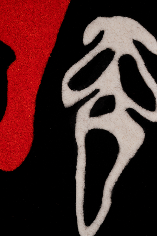 Horror Mask Heart Tufted Rug (Red & Black)