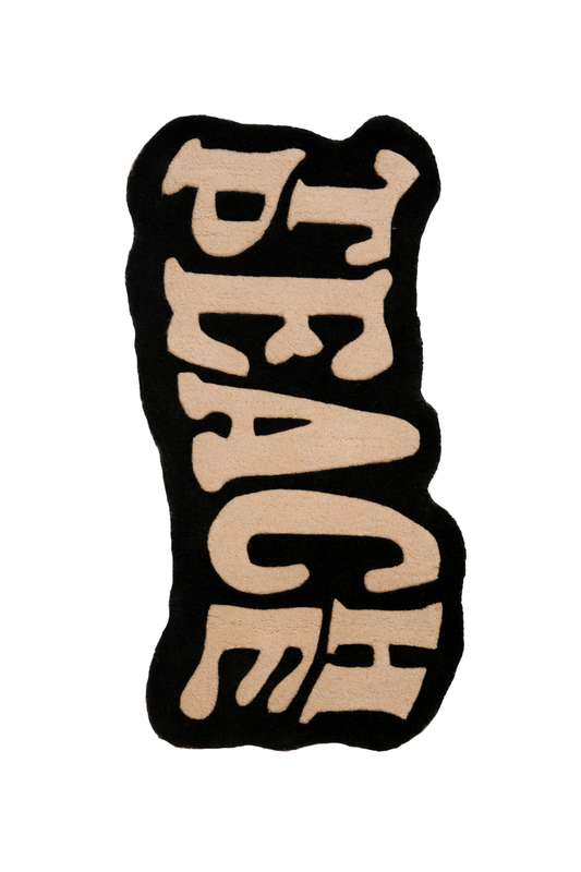 Teach Peace Tufted Rug – Bold Black & White Word Rug