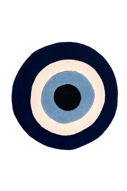 Blue Evil Eye Nazar Round Tufted Rug (Protection Aesthetic)