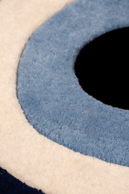 Blue Evil Eye Nazar Round Tufted Rug (Protection Aesthetic)