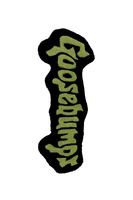 Goosebumps Word Tufted Rug – Spooky Green Horror Text Rug