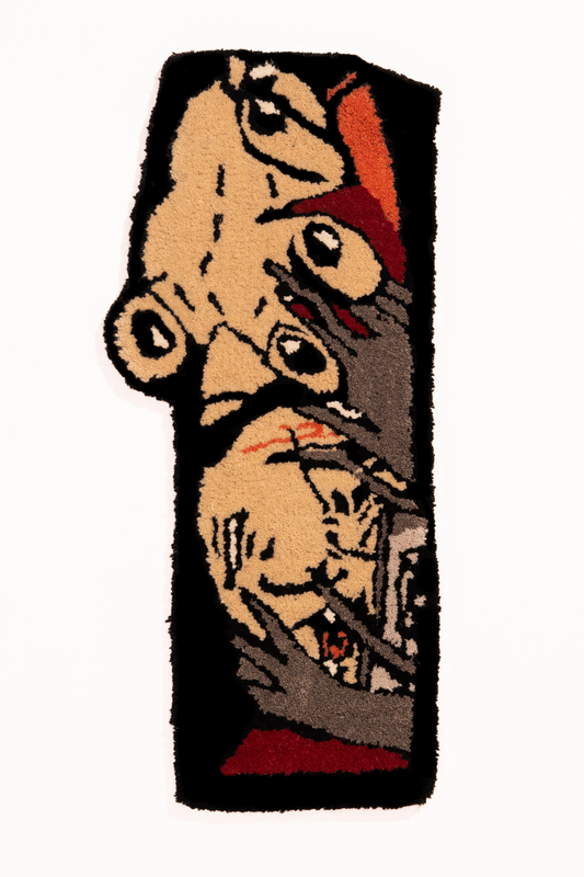 Anime Ninja Portrait Tufted Rug – Dark Aesthetic Character Rug