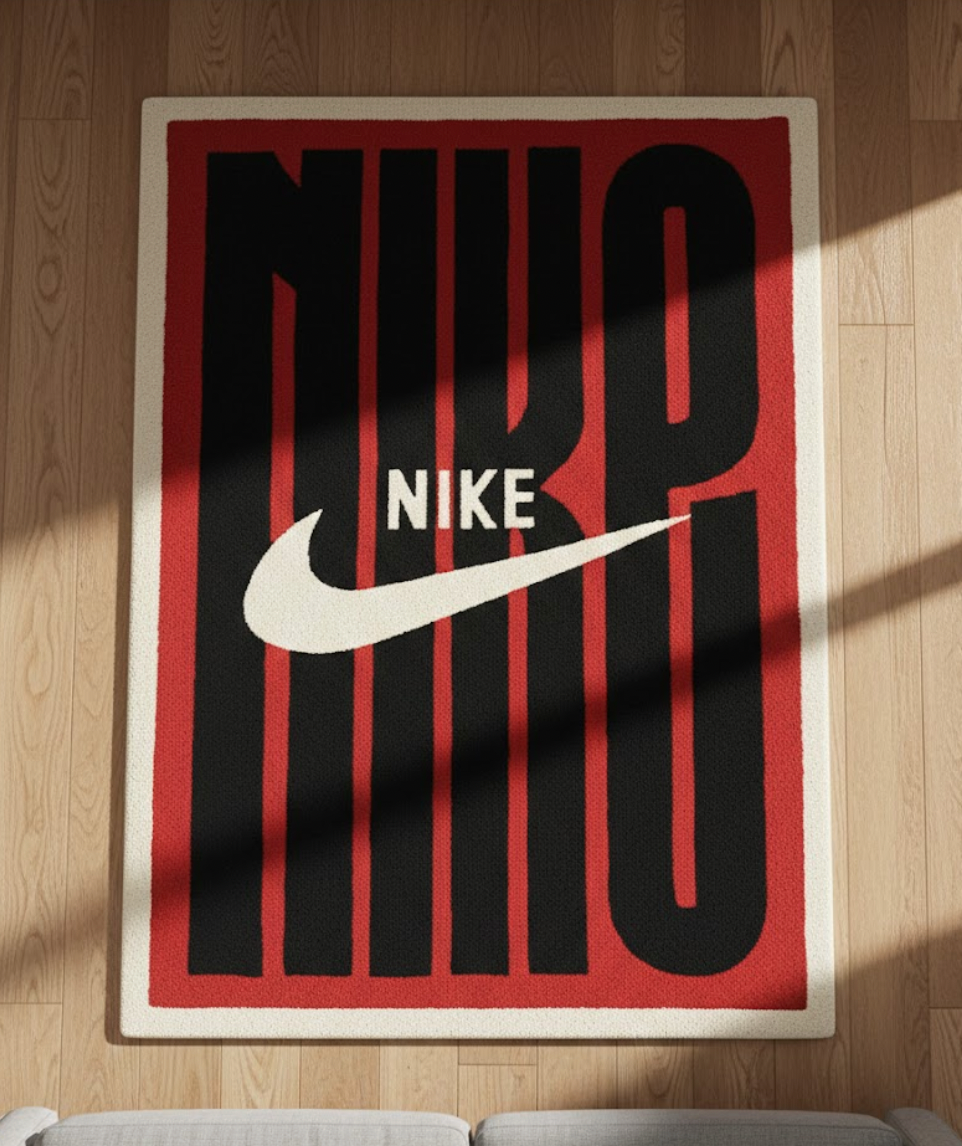 Nike Big Logo Red Rectangular Rug