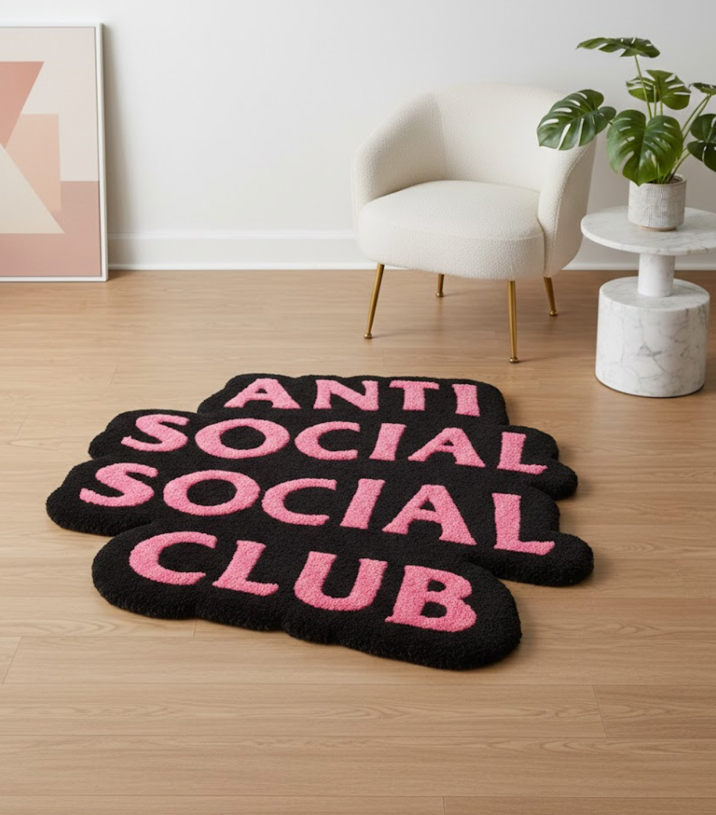Pink Haze Club Script Rug