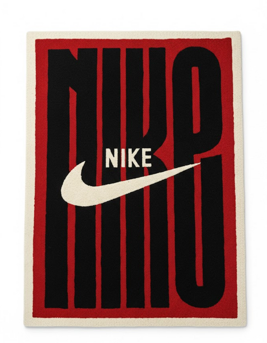 Nike Big Logo Red Rectangular Rug