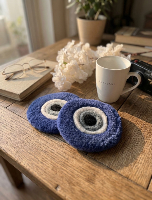 Evil Eye Coaster – Navy (Set of 2)