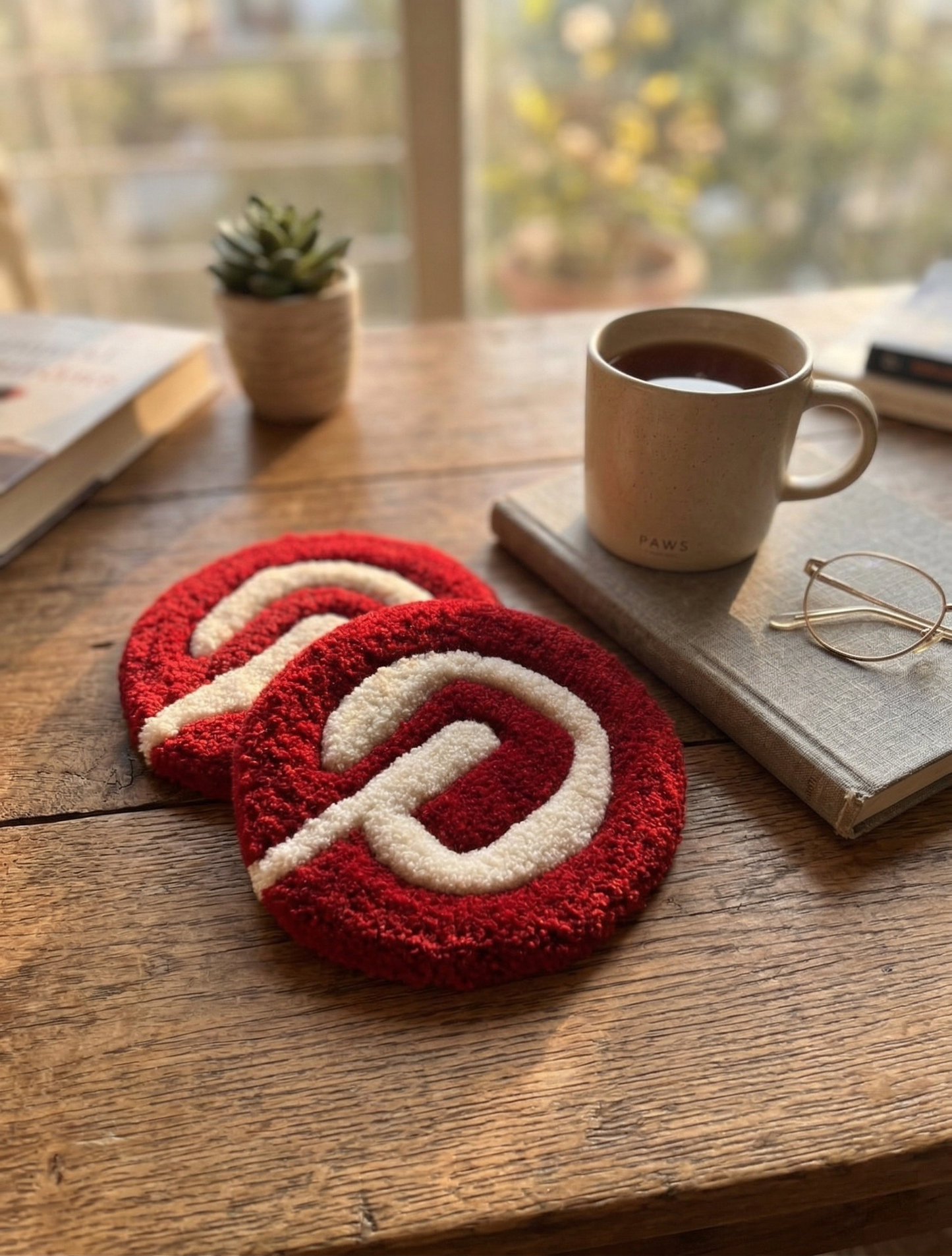 Pinterest Logo Coaster – Red (Set of 2)