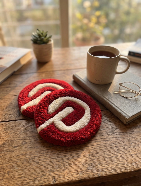 Pinterest Logo Coaster – Red (Set of 2)