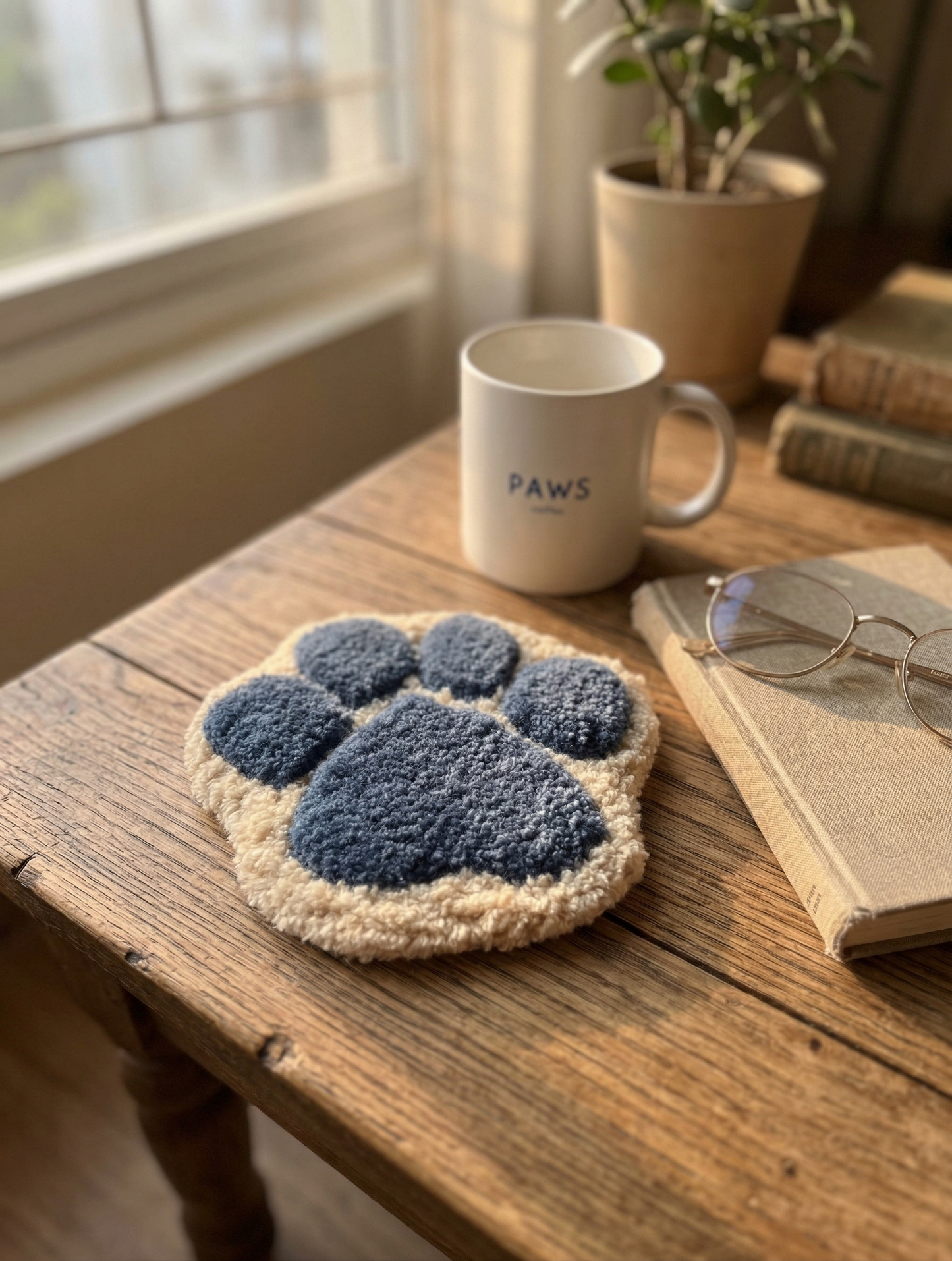 Paw Print Coaster – Steel Blue (Set of 2)