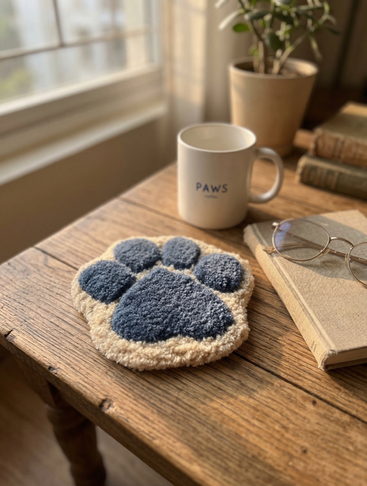 Paw Print Coaster – Steel Blue (Set of 2)