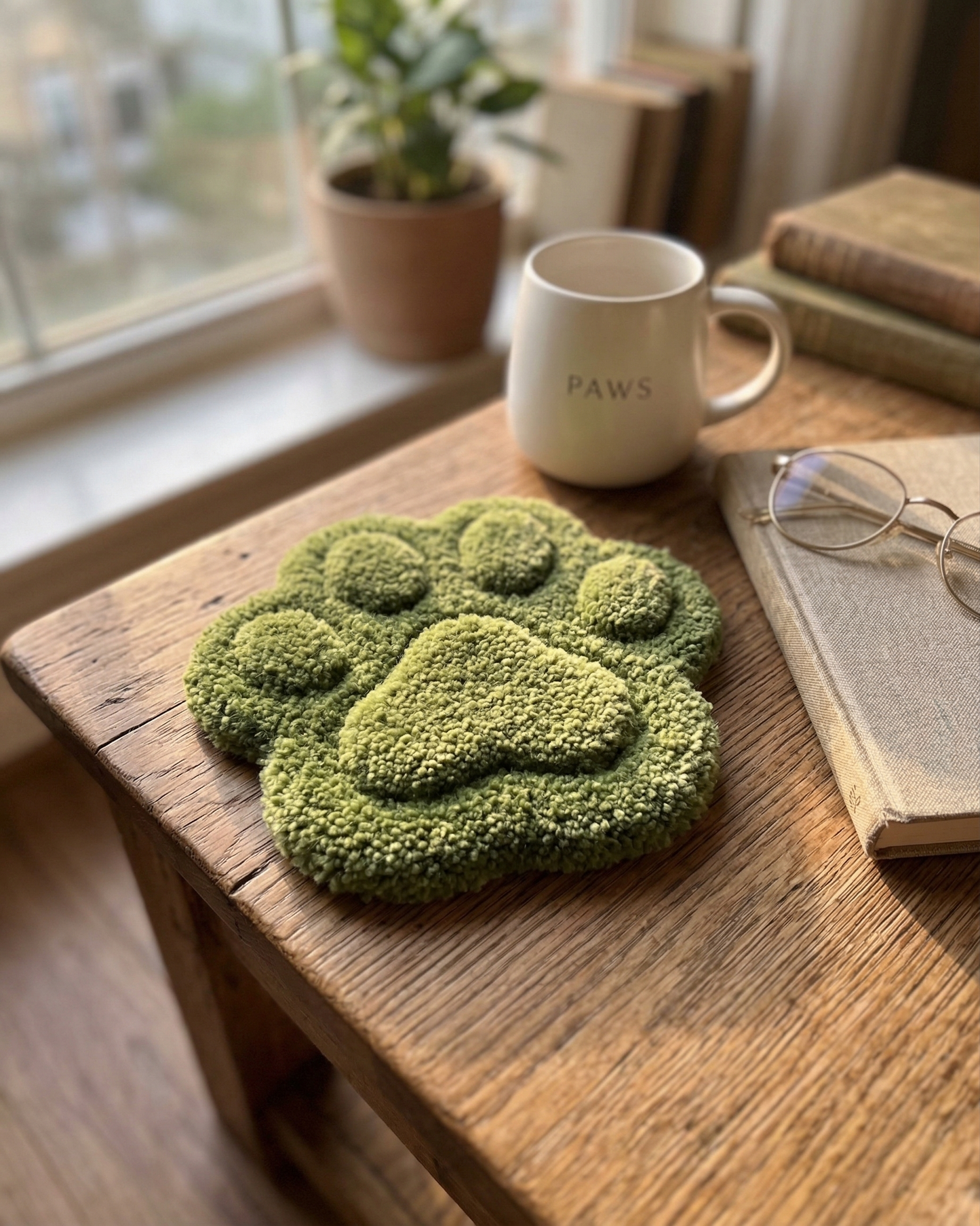 Paw Print Coaster – Matcha Green (Set of 2)