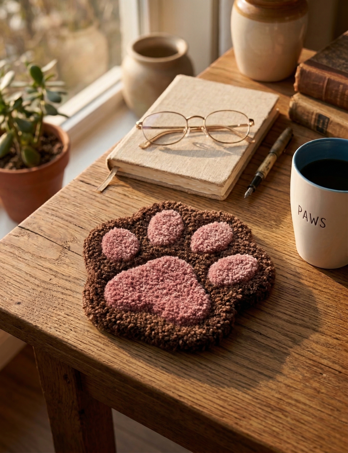 Paw Print Coaster – Chocolate Brown (Set of 2)