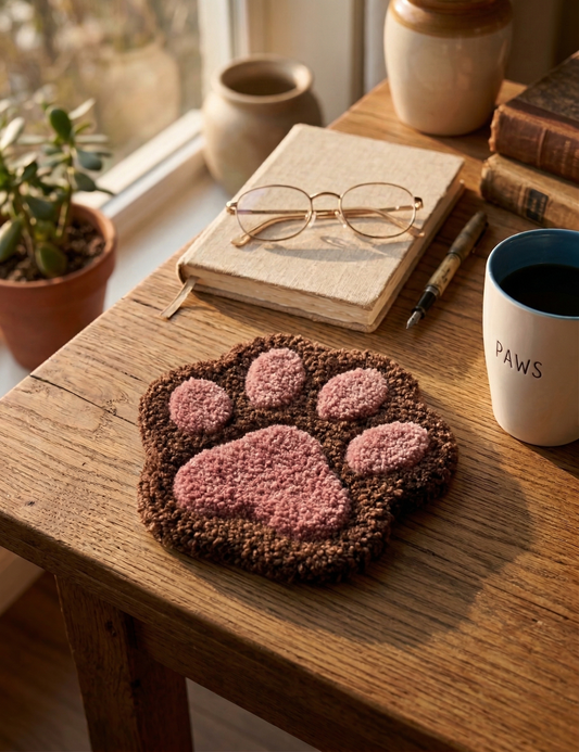 Paw Print Coaster – Chocolate Brown (Set of 2)