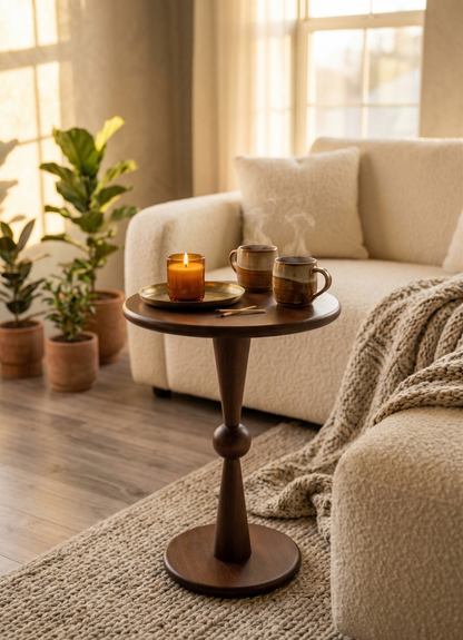 Fluted Pedestal Bistro Table – Walnut