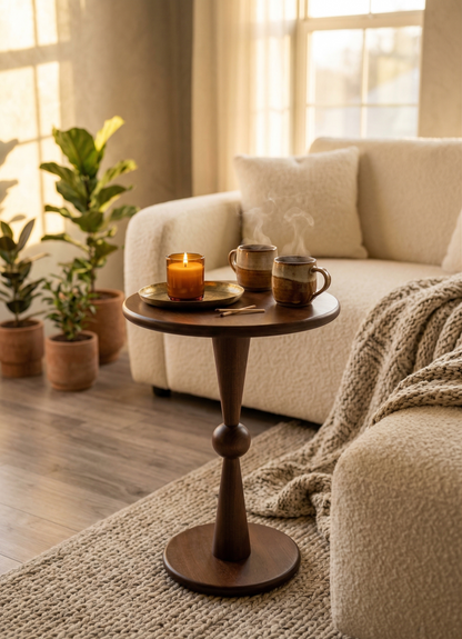 Fluted Pedestal Bistro Table – Walnut
