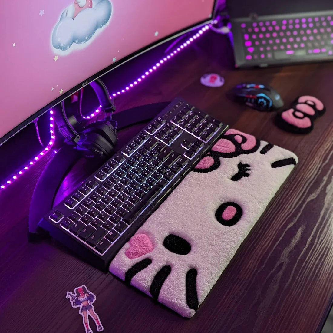 Hello Kitty Purple Bow Keyboard Rug