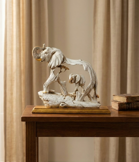 Mother and Calf Elephant Sculpture