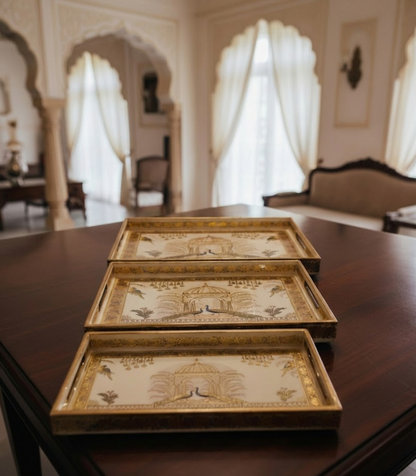 Royal Mughal Peacock Nesting Tray Set