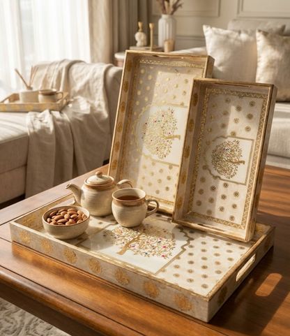 Gilded Tree of Life Artisan Tray Set
