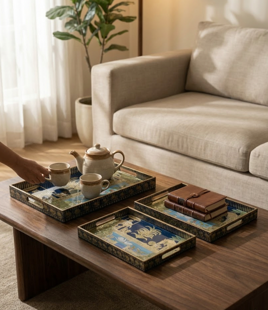 Midnight Blue Royal Garden Serving Tray