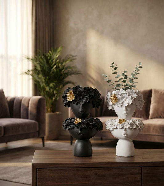 Artistic Floral Bust Planters (Set)