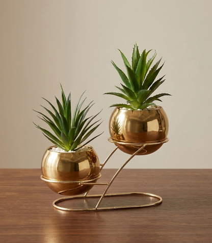 Gold Geometric Dual Planter Stand