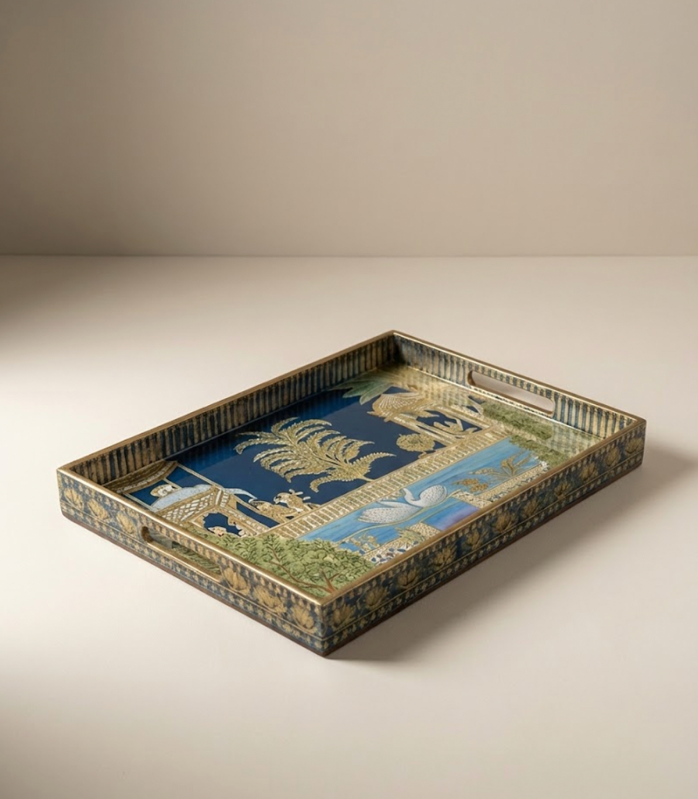 Midnight Blue Royal Garden Serving Tray