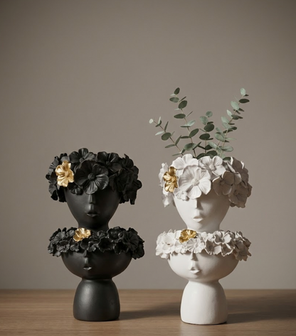 Artistic Floral Bust Planters (Set)