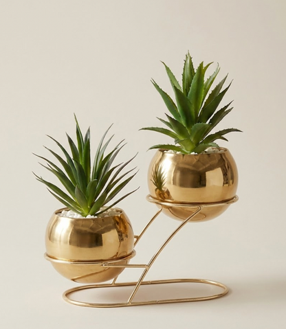 Gold Geometric Dual Planter Stand