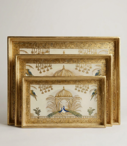 Royal Mughal Peacock Nesting Tray Set