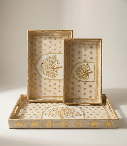 Gilded Tree of Life Artisan Tray Set