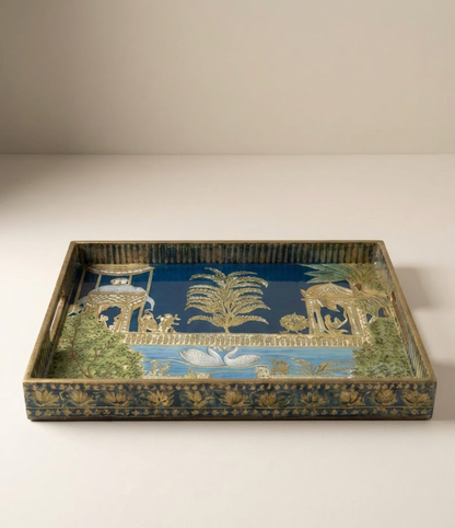 Midnight Blue Royal Garden Serving Tray