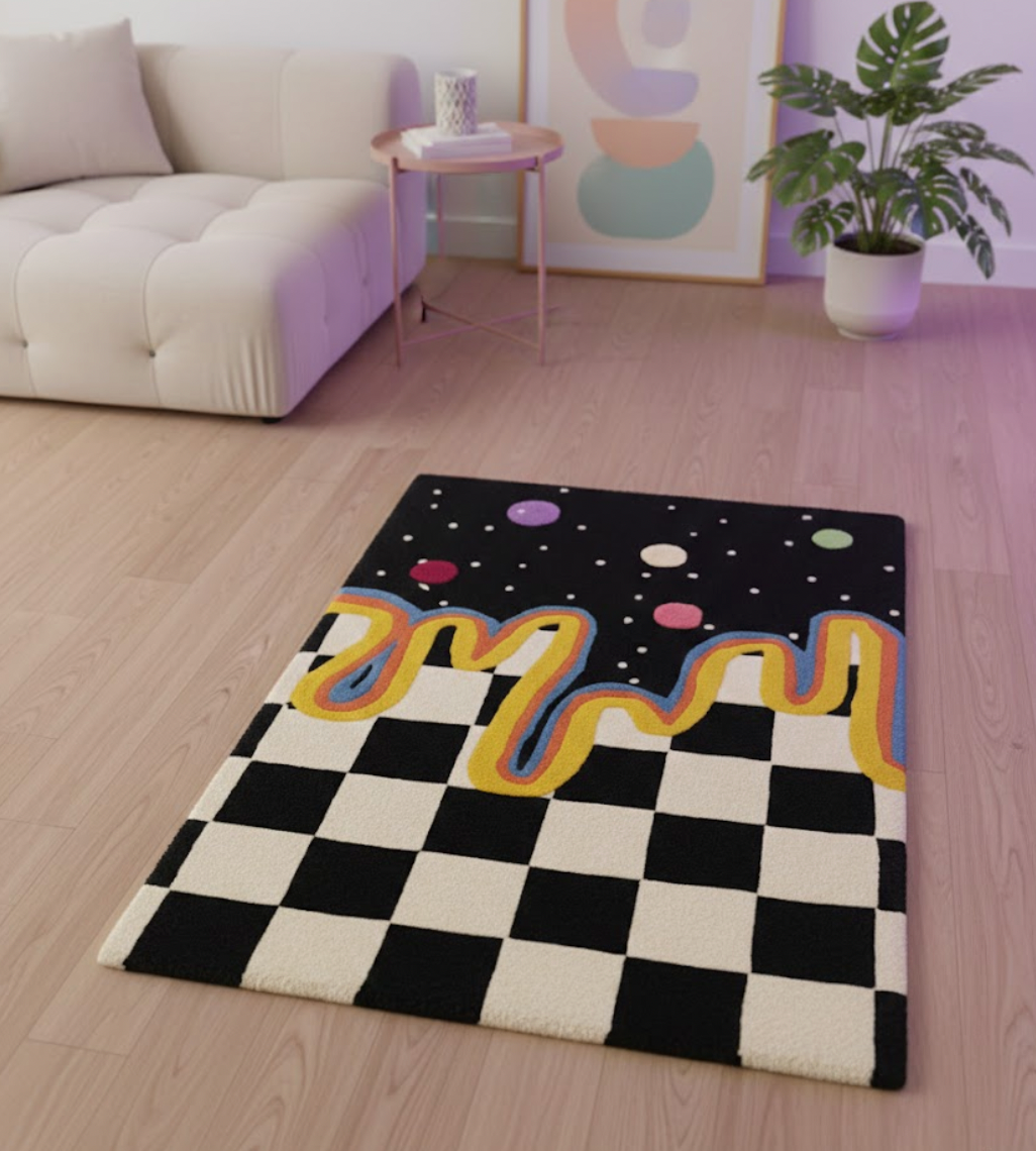 Melting Space Checkerboard Rug