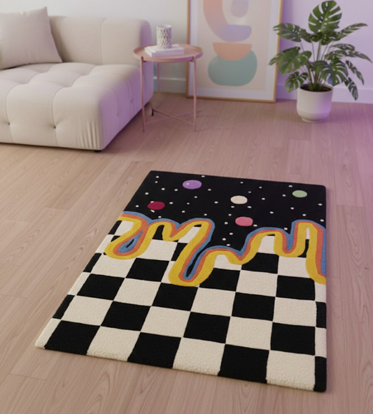 Melting Space Checkerboard Rug