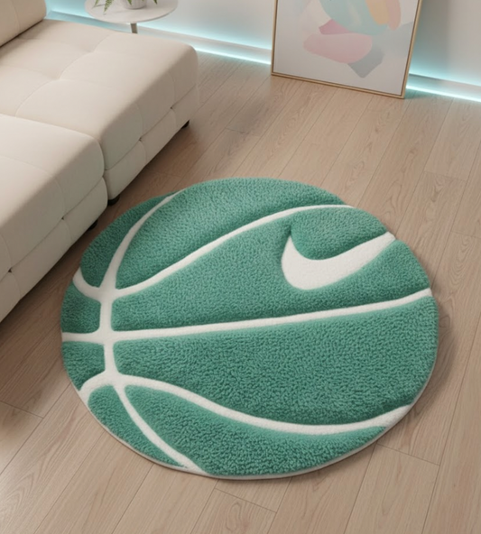 Teal Hoops Basketball Rug