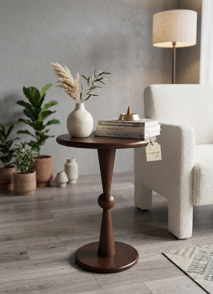 Fluted Pedestal Bistro Table – Walnut