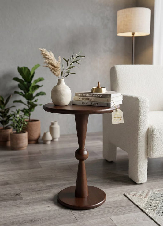Fluted Pedestal Bistro Table – Walnut