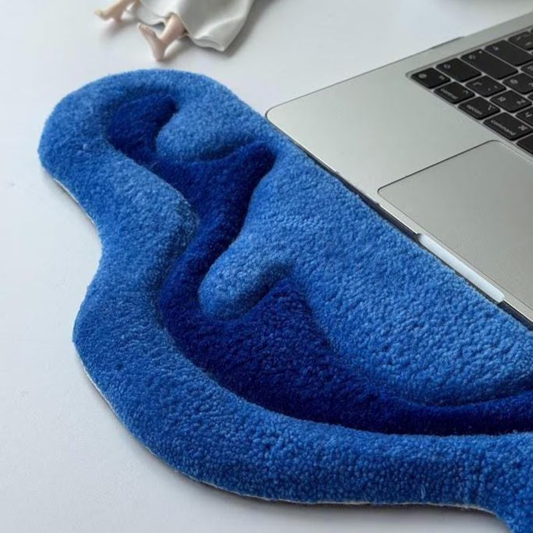 Blue Wave Tufted Wrist Rest & Mouse Pad Rug