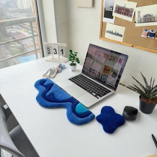 Blue Wave Tufted Wrist Rest & Mouse Pad Rug